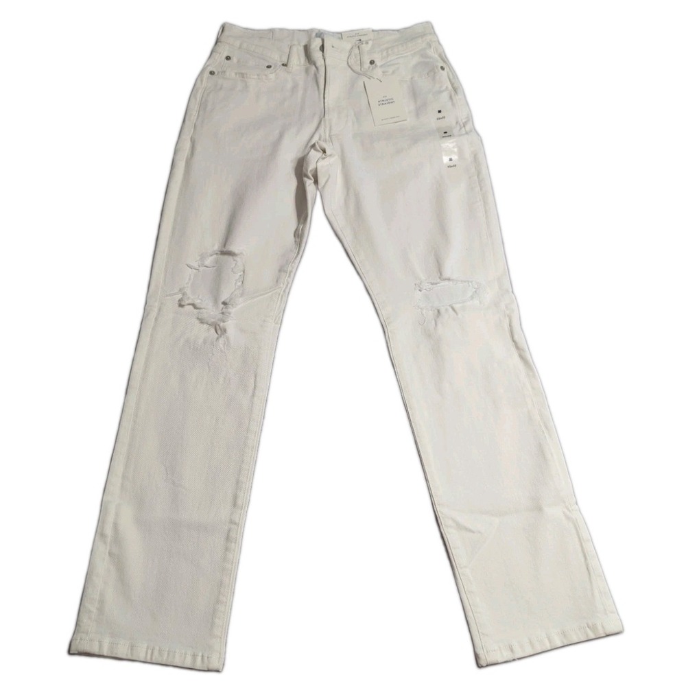 Lucky Brand 410 Athletic Straight Jeans Mens 32x32 White Distressed NWT $119